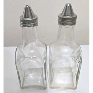 Vintage Gemco Oil & Vinegar Cruet Set Glass Mid Century Modern MCM Kitchen Decor